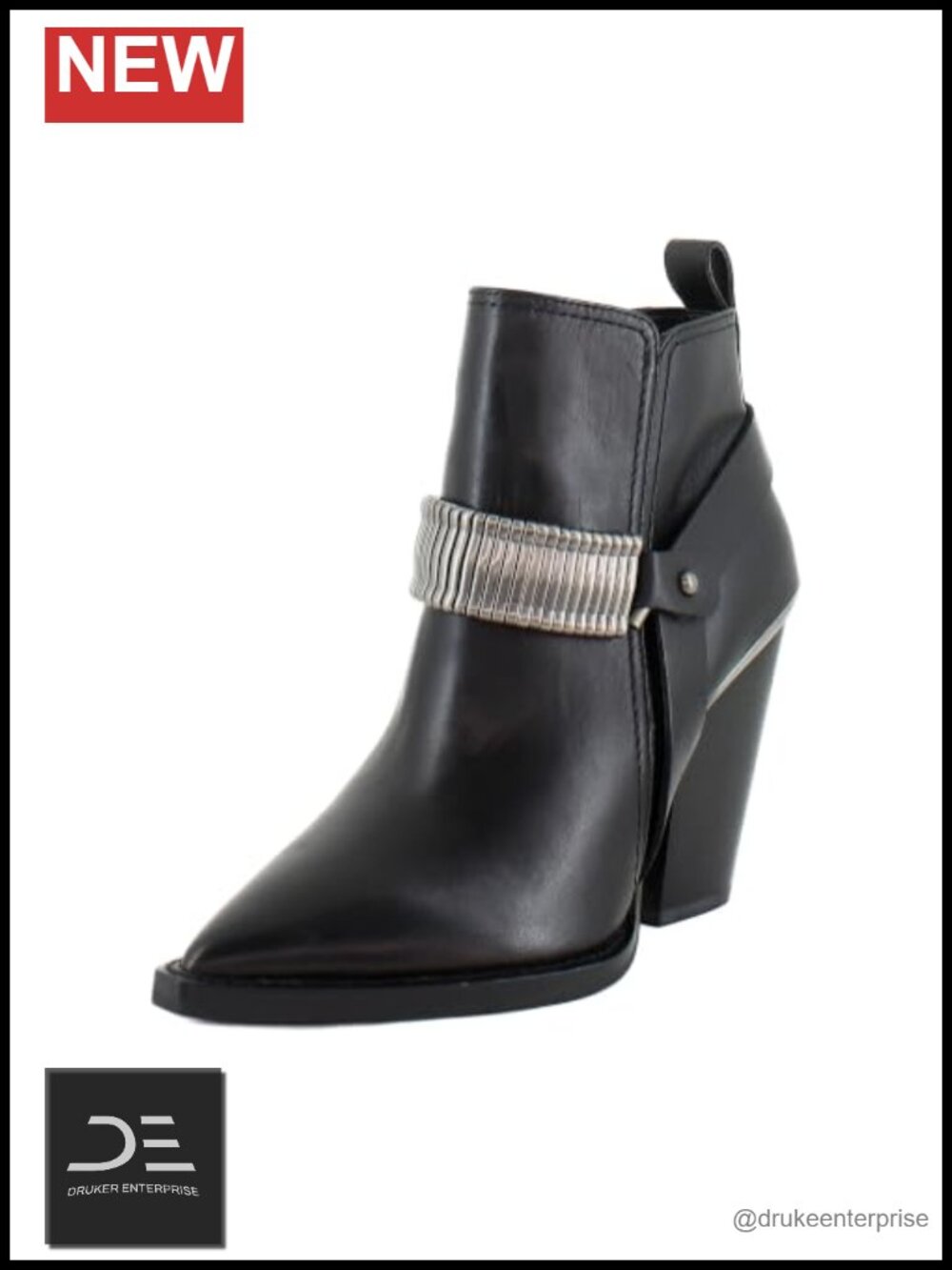 Genuine Leather Heeled Bootie with Side-Zip (3.5" Heel)